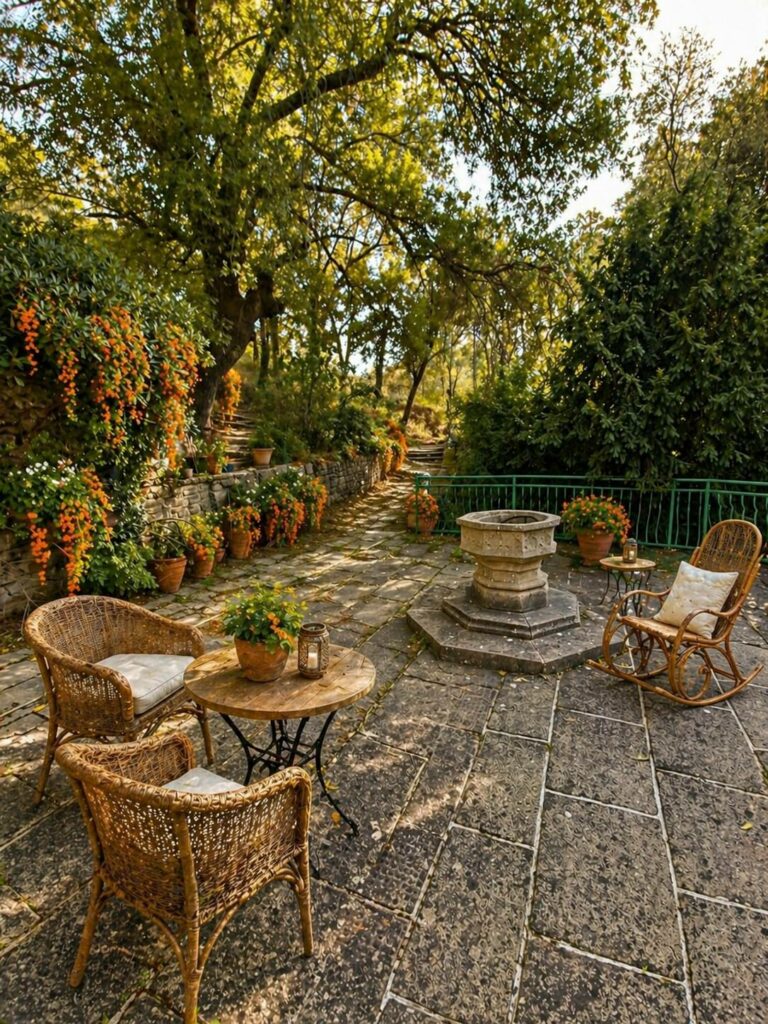 terrasse gite cevennes moulin de salces jardin nature detente