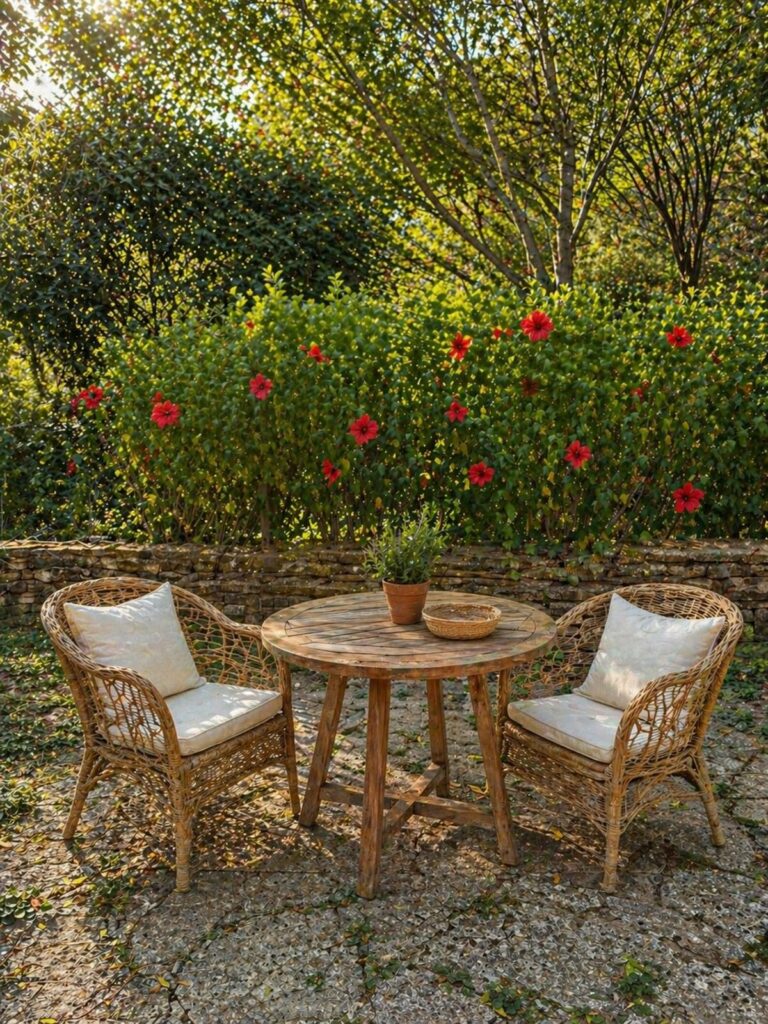 terrasse gite cevennes moulin de salces jardin table exterieur